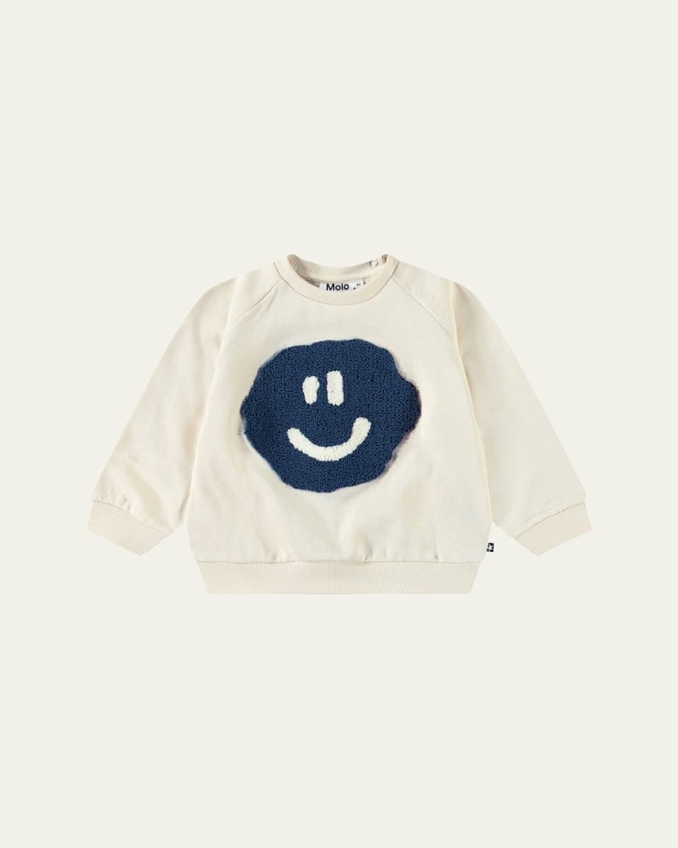 Boy's Disc Embroidered Smiling Face Sweatshirt, Size 3M-24
